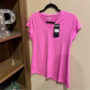Hot Pink V-neck Polo Club Active Shirt - size L